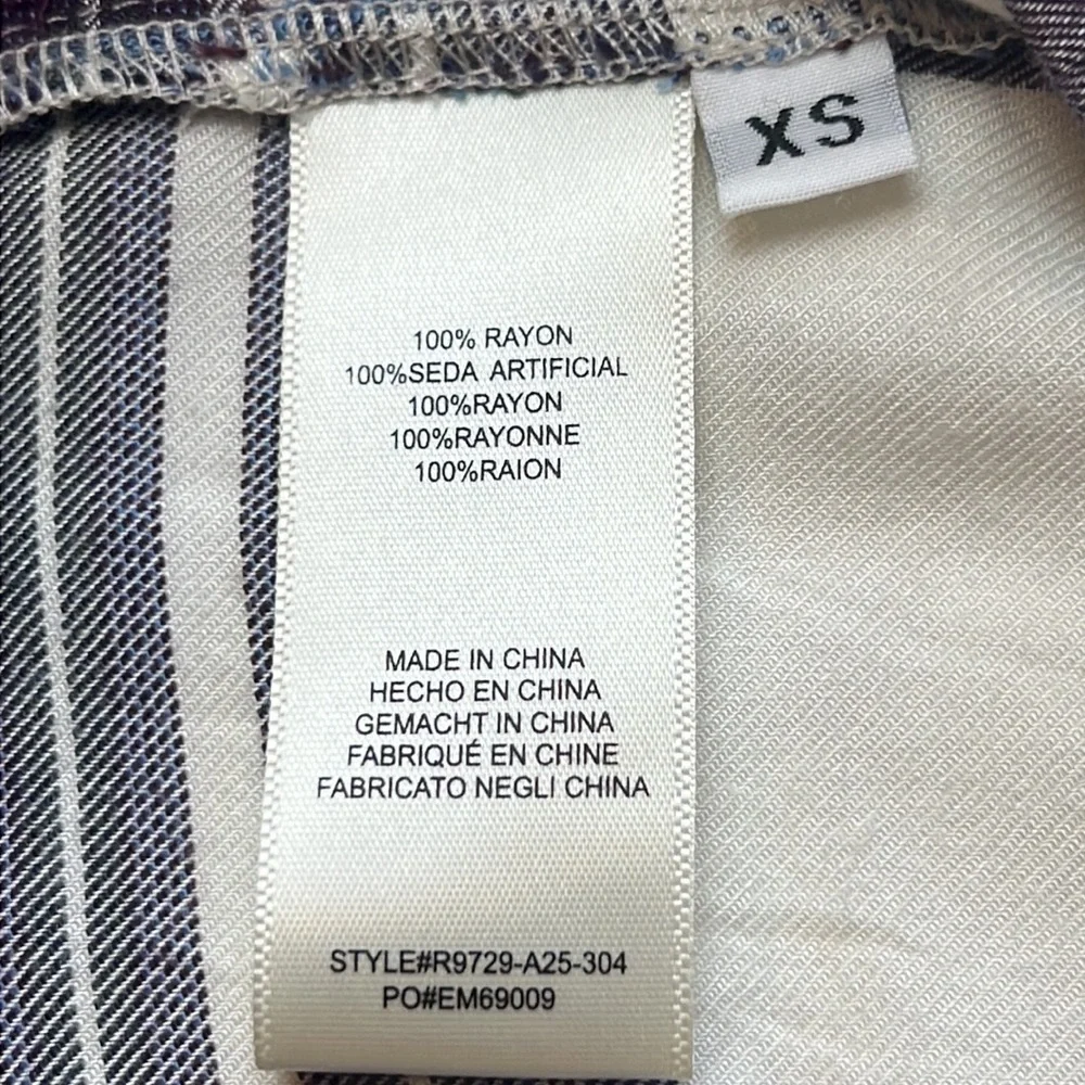 Anthropologie Cloth & Stone XS Glacier Plaid Blouse White Blue Check - Picture 6 of 9